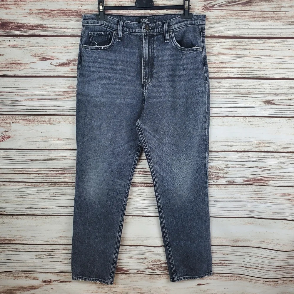 Hudson Womens Size 31x28 Black Holly Straight Leg Distressed Jeans          #238